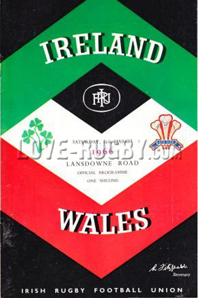 1966 Ireland v Wales  Rugby Programme