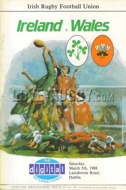 1988 Ireland v Wales  Rugby Programme