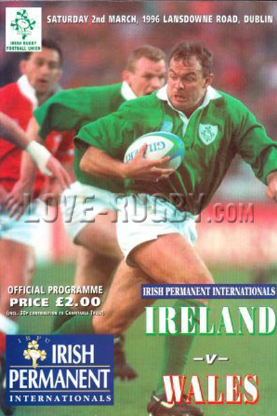 1996 Ireland v Wales  Rugby Programme