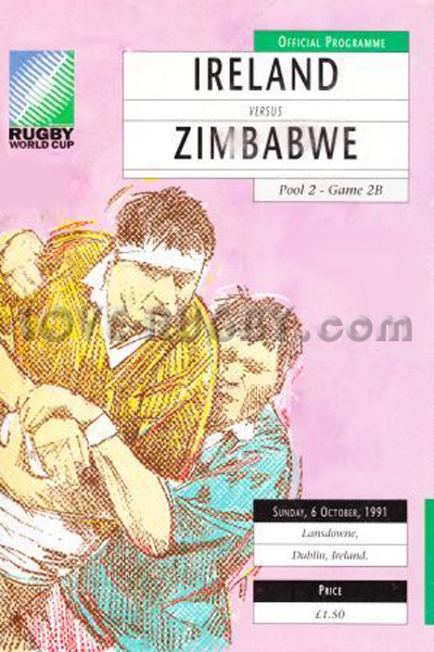 1991 Ireland v Zimbabwe  Rugby Programme
