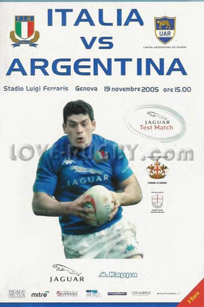 2005 Italy v Argentina  Rugby Programme