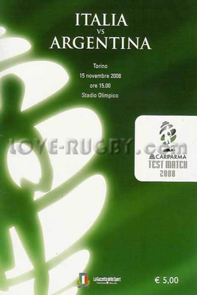 2008 Italy v Argentina  Rugby Programme