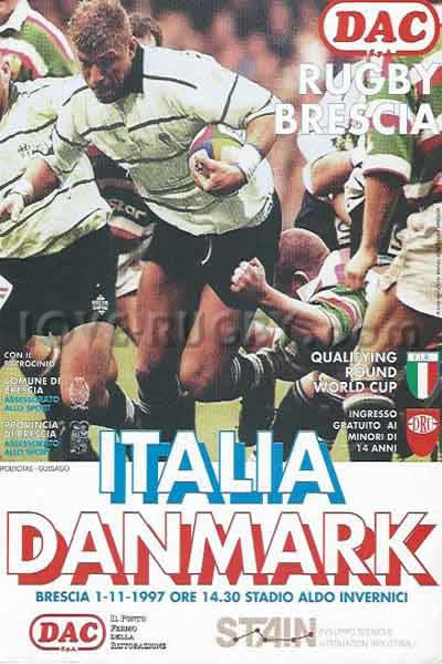 1997 Italy v Denmark  Rugby Programme
