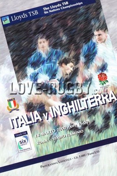 2000 Italy v England  Rugby Programme