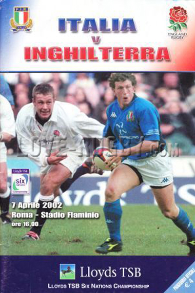 2002 Italy v England  Rugby Programme