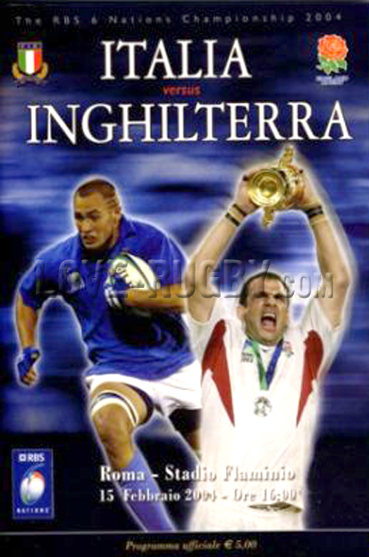 2004 Italy v England  Rugby Programme