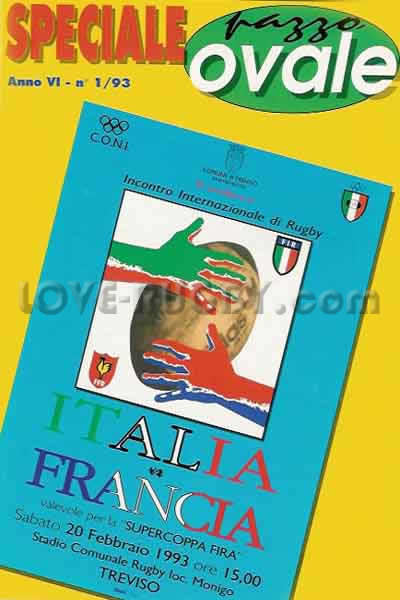 1993 Italy v France  Rugby Programme