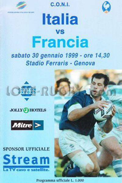 1999 Italy v France  Rugby Programme