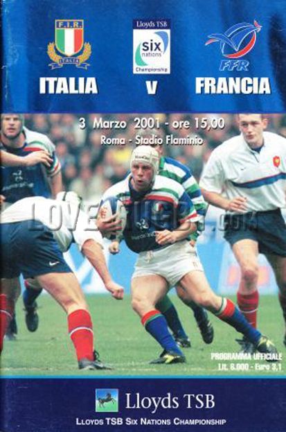 2001 Italy v France  Rugby Programme