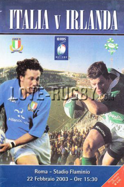 2003 Italy v Ireland  Rugby Programme
