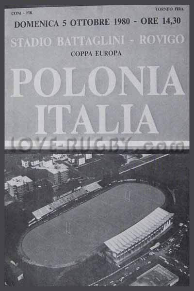 1980 Italy v Poland  Rugby Programme