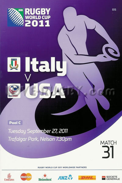2011 Italy v USA  Rugby Programme