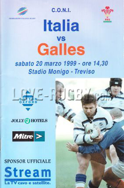 1999 Italy v Wales  Rugby Programme