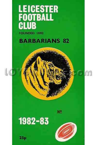 1982 Leicester v Barbarians  Rugby Programme