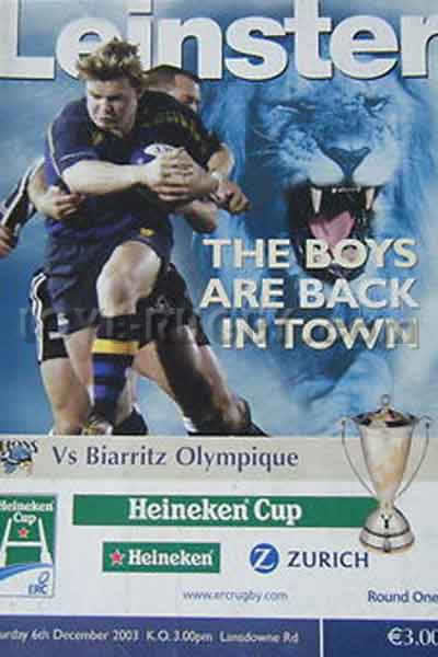2003 Leinster v Biarritz  Rugby Programme