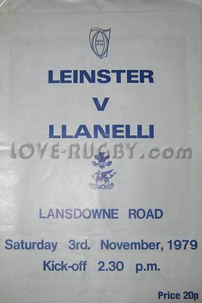 1979 Leinster v Llanelli  Rugby Programme
