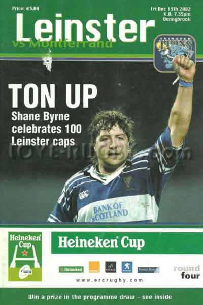 2002 Leinster v Montferrand  Rugby Programme