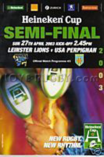 2003 Leinster v Perpignan  Rugby Programme