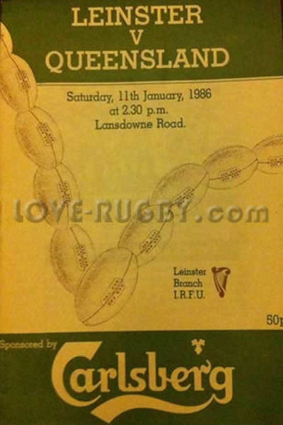 1986 Leinster v Queensland  Rugby Programme