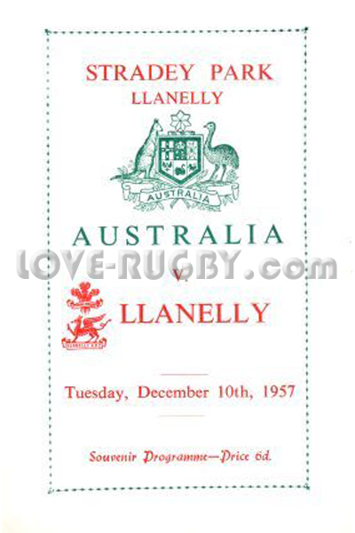 1957 Llanelli v Australia  Rugby Programme