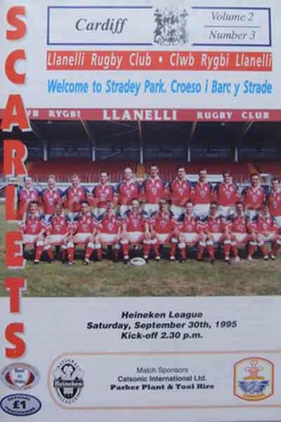 1995 Llanelli v Cardiff  Rugby Programme