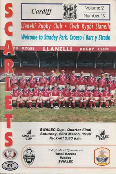 1996 Llanelli v Cardiff  Rugby Programme