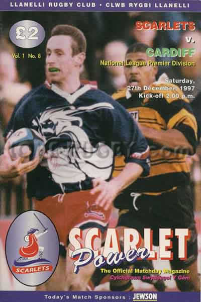 1997 Llanelli v Cardiff  Rugby Programme