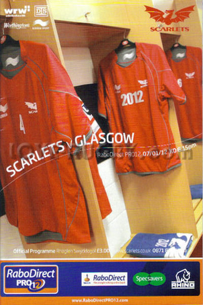 2012 Llanelli v Glasgow  Rugby Programme