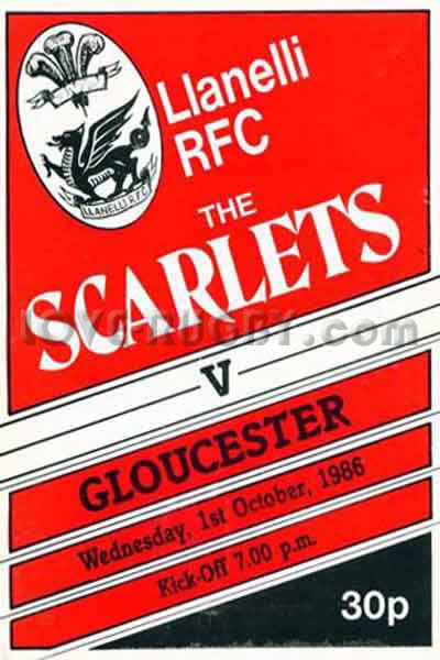 1986 Llanelli v Gloucester  Rugby Programme