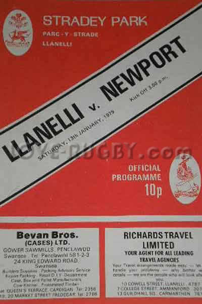 1979 Llanelli v Newport  Rugby Programme