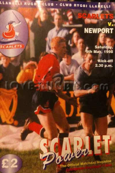 1998 Llanelli v Newport  Rugby Programme