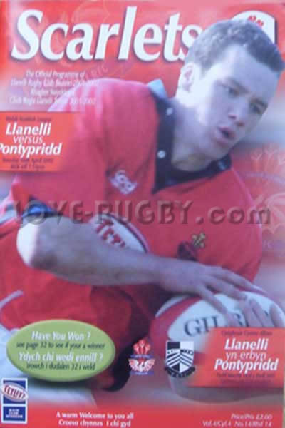 2002 Llanelli v Pontypridd  Rugby Programme