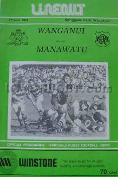 1982 Manawatu v Wanganui  Rugby Programme