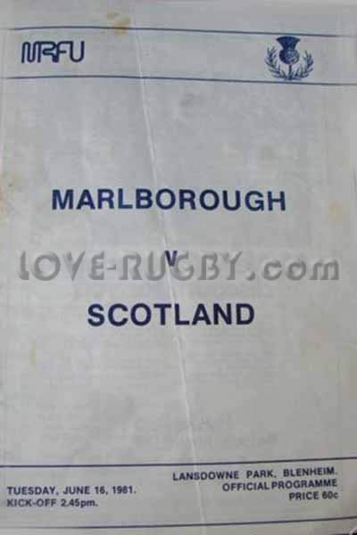 1981 Marlborough v Scotland  Rugby Programme