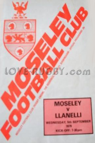 1979 Moseley v Llanelli  Rugby Programme
