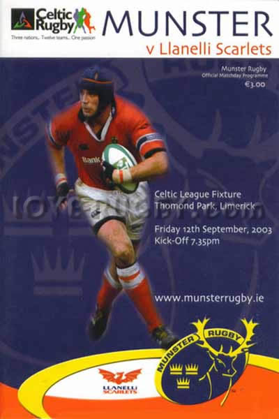 2003 Munster v Llanelli  Rugby Programme