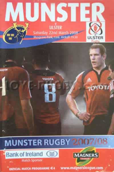 2008 Munster v Ulster  Rugby Programme
