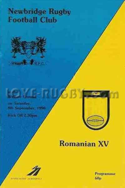 1990 Newbridge v Romania  Rugby Programme