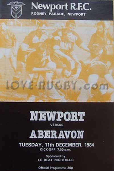 1984 Newport v Aberavon  Rugby Programme