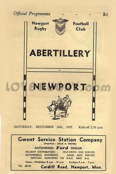 1955 Newport v Abertillery  Rugby Programme