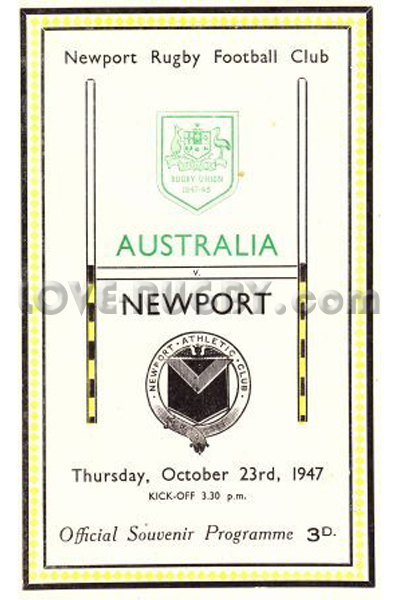 1947 Newport v Australia  Rugby Programme