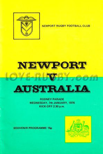 1976 Newport v Australia  Rugby Programme