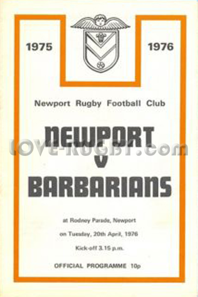 1976 Newport v Barbarians  Rugby Programme