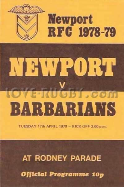1979 Newport v Barbarians  Rugby Programme