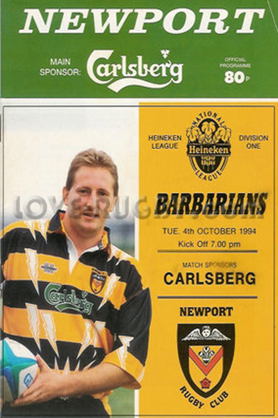 1994 Newport v Barbarians  Rugby Programme