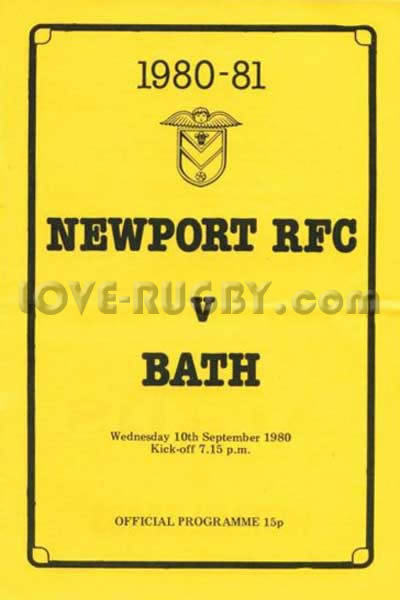 1980 Newport v Bath  Rugby Programme