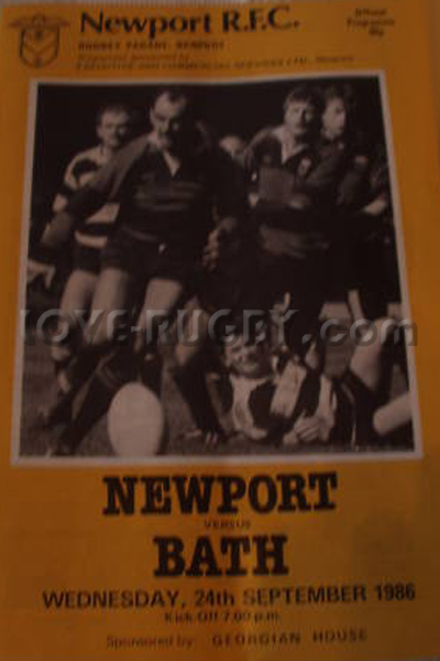 1986 Newport v Bath  Rugby Programme