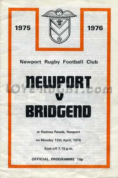 1976 Newport v Bridgend  Rugby Programme