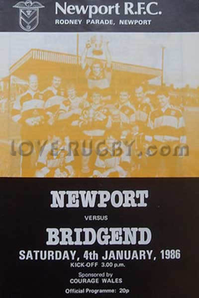 1986 Newport v Bridgend  Rugby Programme