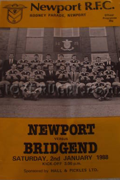 1988 Newport v Bridgend  Rugby Programme